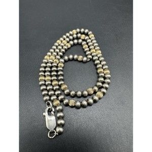 Signed Dobbs Sterling Silver & 14K Bead  Necklace 18” [9 grams]